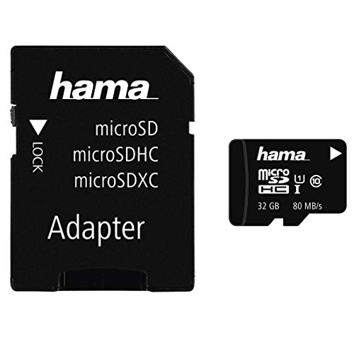 Hama microSDHC 32GB - Tarjeta de memoria (Negro, Micro Secure Digital High-Capacity (MicroSDHC), SD, UHS-I)
