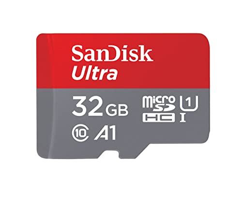 SanDisk SDSQUA4-032G-GN6MA Ultra 32 GB - Tarjeta de memoria microSDHC + Adaptador SD, Velocidad de lectura de hasta 120 MB/s, Clase 10, U1, Rojo /Gris