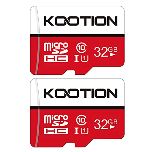 KOOTION Micro SD 32GB Clase 10 Tarjeta Memoria MicroSDHC（U1 y A1） 32 Giga Memory Card 32G 2 Pack con Adaptador para Telefonos,Cámara,Gopro,Alta Velocidad de Lectura hasta 80 MB/s